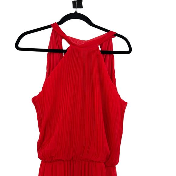 Meghan Los Angeles Wild Orchid Pleat Jumpsuit Halter Tomato Red Size‎ Small - Picture 3 of 15